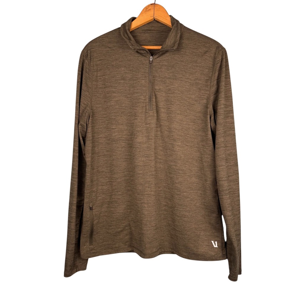 Vuori Men's Ease Performance 1/2 Zip 2.0 Mens Heathered Brown Mock Neck L